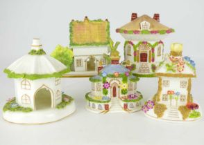 COALPORT; five fine bone china cottages in the Victorian manner, comprising 'Thatched Cottage', 'The