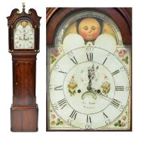 GEORGE MONKS, PRESCOTT; a 19th century mahogany cased eight-day longcase clock, the painted dial