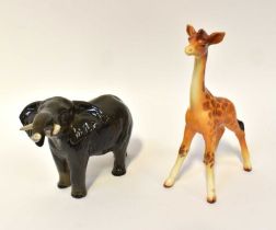 BESWICK; two small figures, comprising an elephant and a giraffe (2).