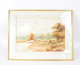 HENRY DEACON HILLIER PARKER (1858-1930); watercolour, 'Tilehurst on Thames' rural landscape with