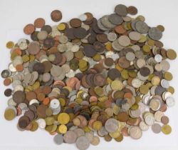 A quantity of British, mostly pre-decimal coins, to include silver, half-silver, Canadian and