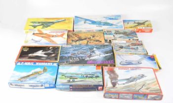 Sixteen mixed and various boxed scale model aeroplane kits, to include a 'Frog Typhoon I.B.