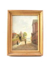 FRANK RAWLINGS OFFER (1847-1932); oil on board, street scene with figures, signed lower right, 30