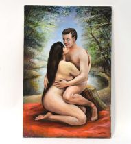 † BERNARD WILLEMS (1922-2020); oil on canvas, study of a nude couple in landscape, signed and