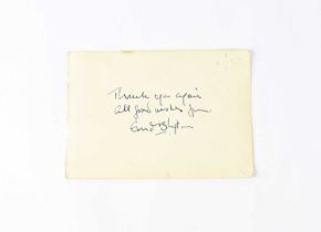 ENID BLYTON; a torn page from an autograph album signed and dedicated, 'Thank you again all good