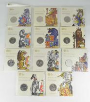 ROYAL MINT; 'The Queen’s Beasts', eleven 'Treasures for Life' sealed coin packs, to include 'The