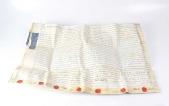 Four indentures, dated 1752, 1760, 1763 and 1800, three on vellum, one on parchment, relating to