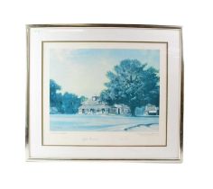 AFTER MICHAEL BURNETT; a coloured print of the 'Sunningdale Oak and Clubhouse', bearing four