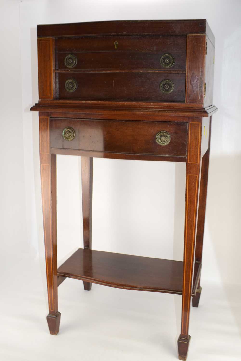 A late 19th/early 20th century cutlery chest on table, the chest comprising approximately 110 - Image 3 of 6