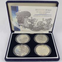 ROYAL MINT; a 'Britannia Design 1 Ounce Silver Bullion Four-Coin Set', all encapsulated, with