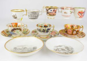 SPODE; thirteen items of 18th and 19th century teaware, to include teacups, coffee cups, saucers,