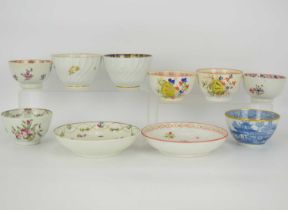 A collection of late 18th and early 19th century tea bowls, to include two examples with