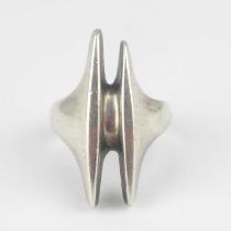 GEORG JENSEN; a Henning Koppel designed silver ring no.126, size P.