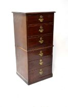 An early 20th century mahogany six-drawer chest-on-chest, raised on plinth base, 124 x 57 x 51cm (