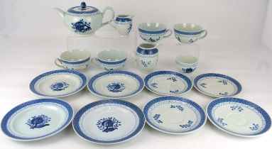 ROYAL COPENHAGEN; a sixteen-piece 'Blue Tranquebar' pattern tea set, comprising teapot, sugar