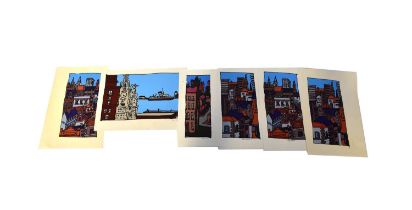MARJORIE MALLON; five coloured lithographs, including three signed limited edition examples, a