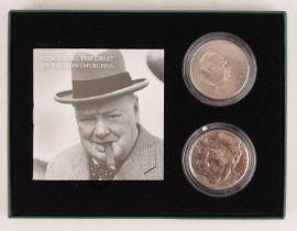 ROYAL MINT; 'The 50th Anniversary of the Death of Sir Winston Churchill 1965 & 2015 UK Two-Coin