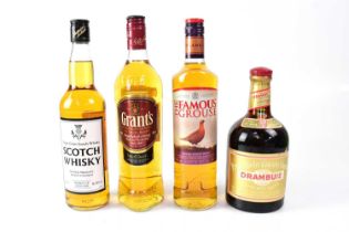 WHISKY; three bottles of Scotch whisky, comprising Single Grain Scotch Whisky, Grants Blended Scotch