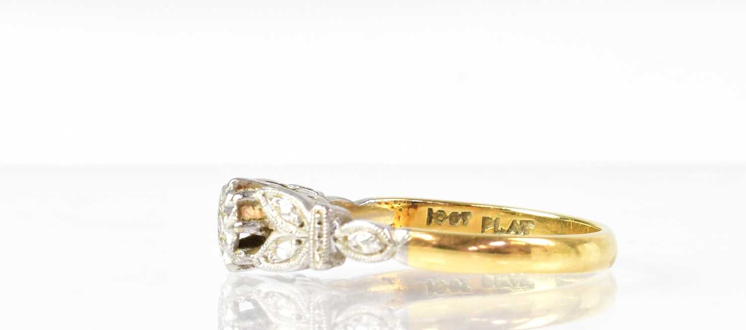 Four 18ct gold rings variously set with diamonds, chip diamonds, white stones and a tiny blue stone, - Image 2 of 3
