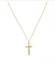 A 9ct gold cross on a fine link chain, approx. 2.3g. Condition Report: Chain length - 41cm Cross 3 x