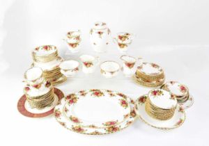 ROYAL ALBERT; a quantity of 'Old Country Roses' pattern gilt-heightened tableware, comprising