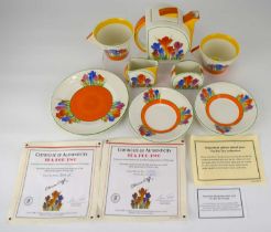WEDGWOOD; a Clarice Cliff 'Crocus' pattern limited edition tea for two part tea set, comprising