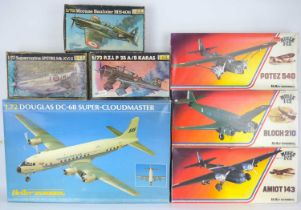 HELLER HUMBROL; seven various scale model aeroplane kits, comprising '1:72 Douglas DC-6B Super-
