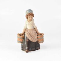 LLADRÓ; a figure of a young lady carrying two pails of milk, stamped to reverse '14 D' and 'MF',