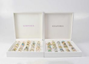 GEMPORIA; a large quantity of contemporary dress rings contained within four white lidded