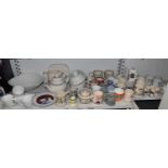 A quantity of assorted domestic ceramics including Emma Bridgewater teapot, jug, various mugs, etc