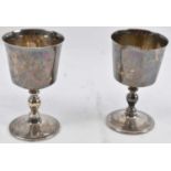 BARKER ELLIS SILVER CO; two Elizabeth II hallmarked silver goblets, marked to base no.91 and 94,