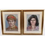 ADAMS; a pair of pastel portraits of Colonel Ray Arthur OBE, and his wife Germana Arthur, signed, 38