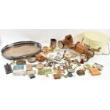 A mixed lot of collectors' items including compacts, wooden car, hat box, numerous horse related