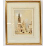 SAVINIEN FRANCOIS CHARLES PETIT (1815-1878); watercolour, 'Cathedral d'Amiens', signed and