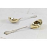 A pair of Continental 830 grade serving spoons with gilt bowls (probably Danish), approx 5.6ozt/