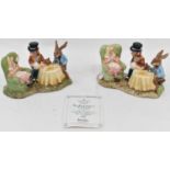 BESWICK; two limited edition figure groups 'The Man Hatter's Tea Party', one with certificate (5).