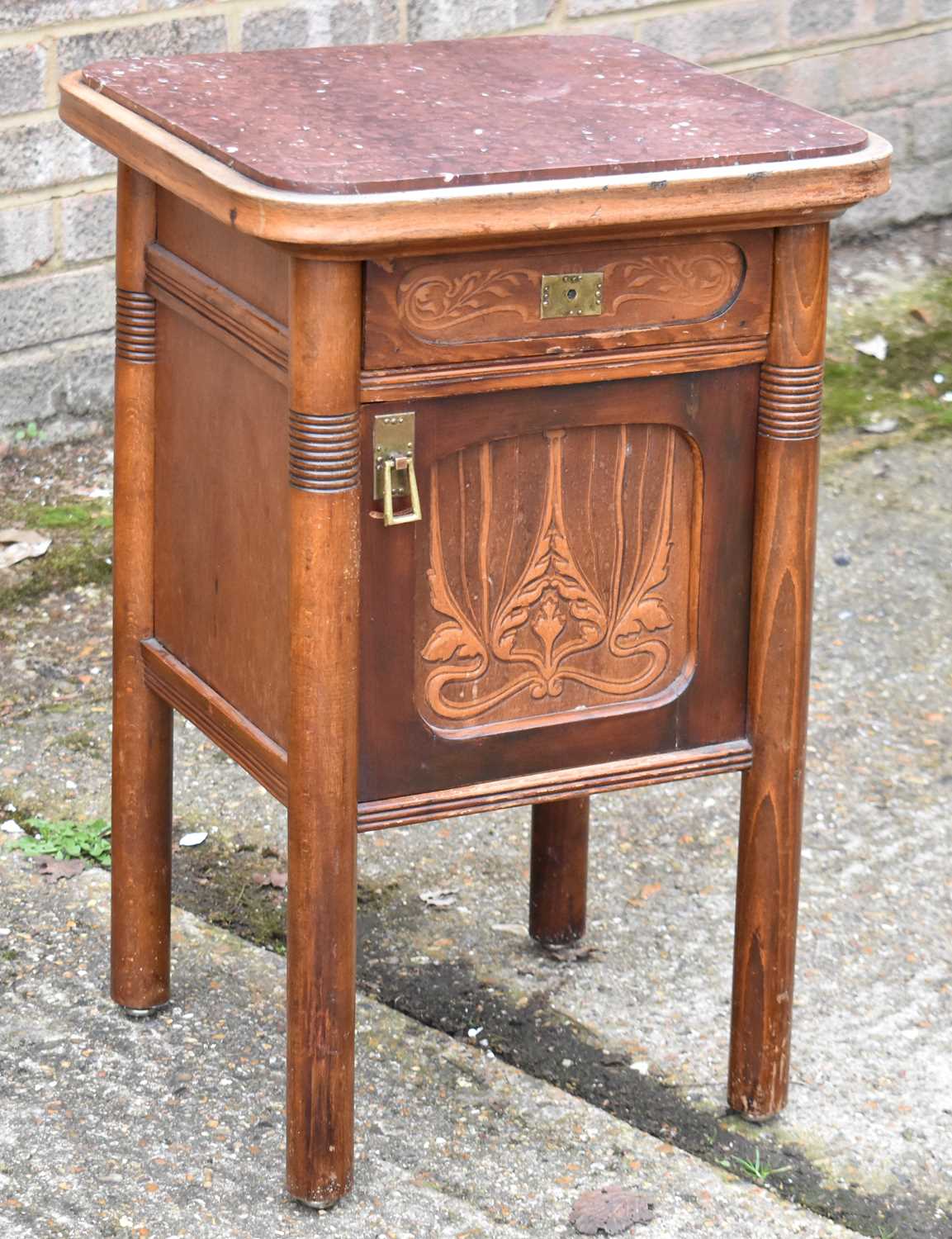 A late 19th century Continental Art Nouveau Jacob & Josef Kohn Vienna secession beech bedside