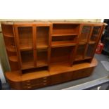 G-PLAN; a large teak modular wall unit comprising five separate sections, overall width 340cm.