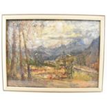 HANS HEIDER (1861-1947); oil on board, abstract landscape, 71 x 98cm, framed and glazed.