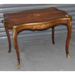 A late 19th century French kingwood and inlaid occasional table with serpentine shaped top, gilt