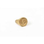 A Napoleon & Josephine 1804-1814 commemorative coin, set in 9ct ring mount, approx 4.69g.