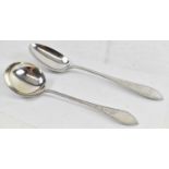 A Danish silver serving spoons and similar ladle, combined approx 4.9ozt/152g.