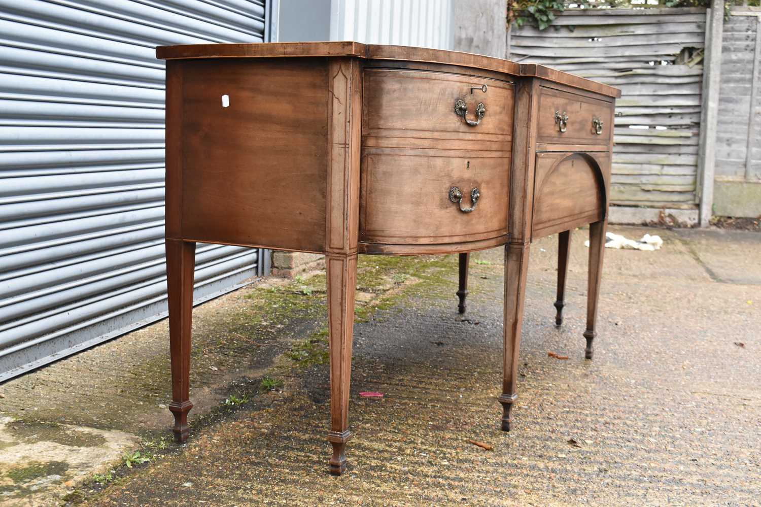 A large 19th century mahogany sideboard, the crossbanded and boxwood strung top above two central - Image 3 of 5