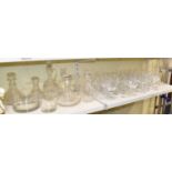 A mixed lot of good quality clear glassware including seven assorted decanters, a selection of