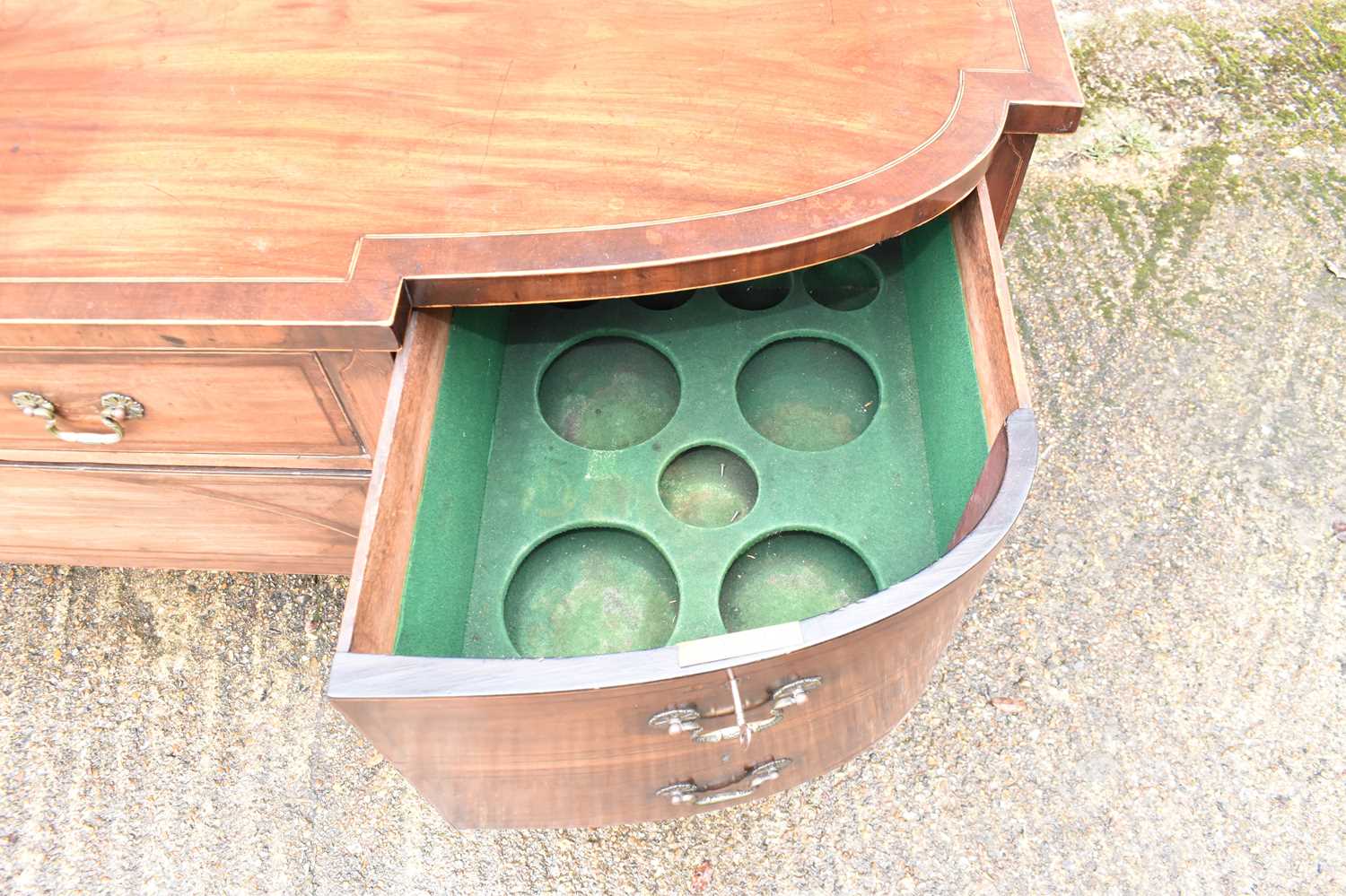 A large 19th century mahogany sideboard, the crossbanded and boxwood strung top above two central - Image 5 of 5