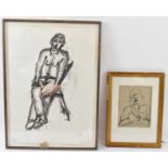 X PAUL RICHARDS (born 1949); charcoal sketch, 21.5 x 17cm, with a larger sketch probably by