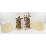 A pair of driftwood table lamps, height approx 50cm.