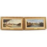 19TH CENTURY ENGLISH SCHOOL; a pair of oils on panel, 'Henley-on-Thames' and 'Marlow-on-Thames',