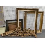 A gilt gesso picture frame for reassembly, with five further frames (6).