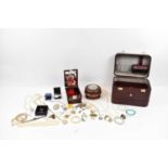 A quantity of assorted costume jewellery including small charm bracelet, sterling silver, and